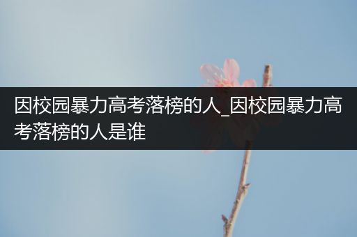 因校园暴力高考落榜的人_因校园暴力高考落榜的人是谁