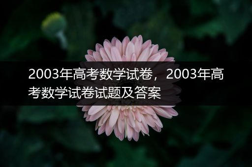 2003年高考数学试卷，2003年高考数学试卷试题及答案