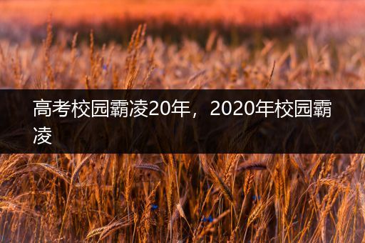 高考校园霸凌20年，2020年校园霸凌