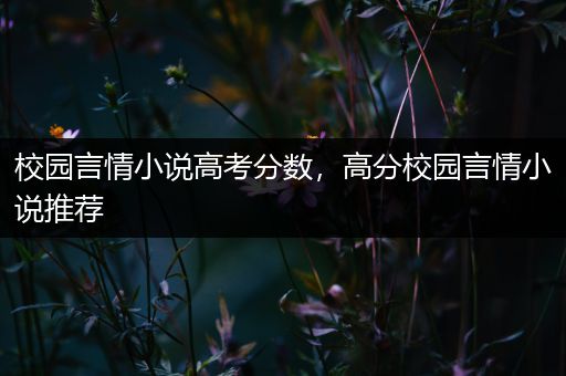 校园言情小说高考分数，高分校园言情小说推荐