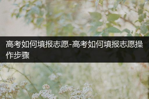 高考如何填报志愿-高考如何填报志愿操作步骤